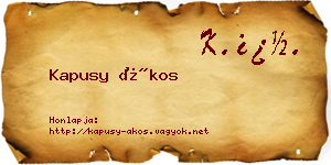 Kapusy Ákos névjegykártya